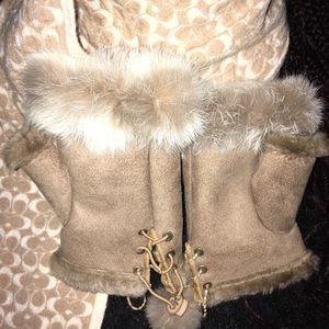 Fur half gloves